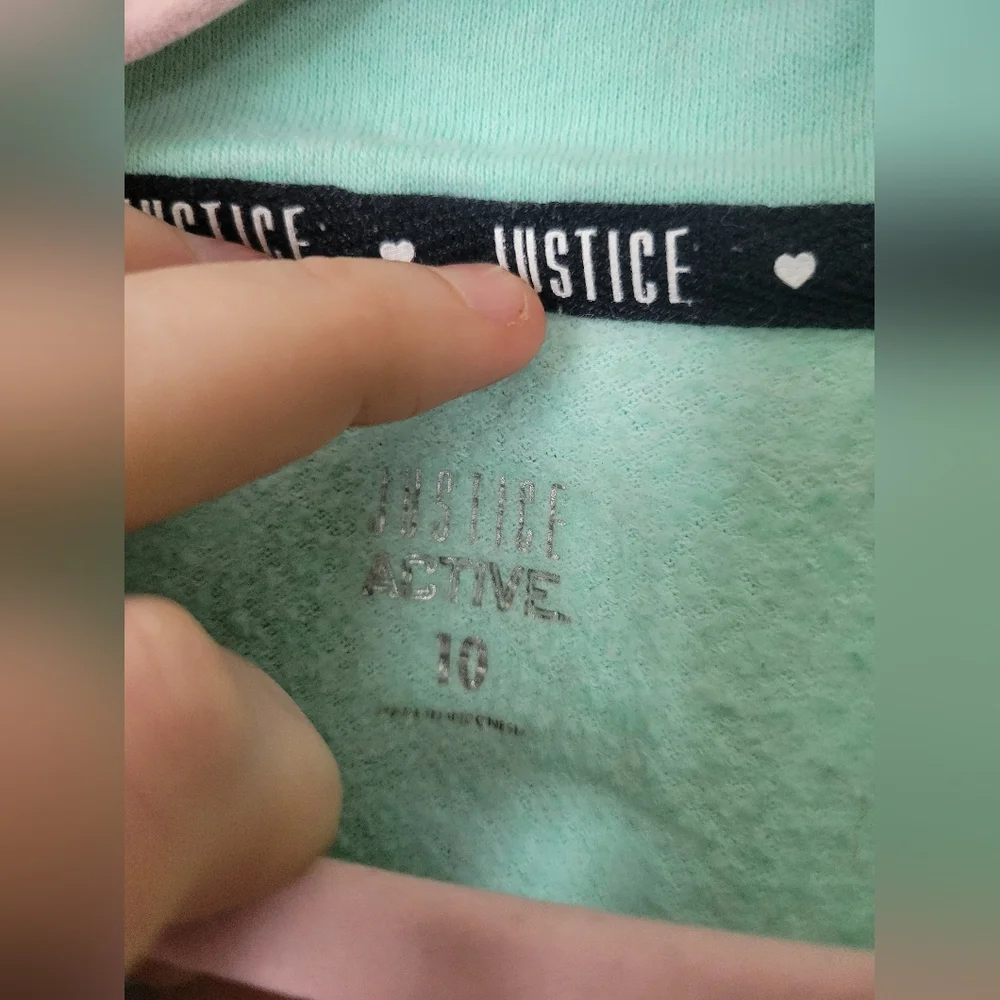 Justice Active Girls Mint Teal Gray Quarter-Zip Basketball Hoops Pullover Sweate